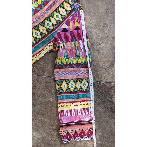 Johnny Was Kamelia Mixed Print V-Neck Button Front 100% Silk Blouse M - Picture 8 of 12